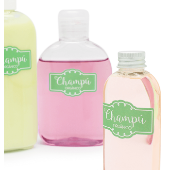 Nálepky na označenie šampónu pre domácich majstrov. Online predaj