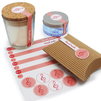 Ružové melodické nálepky na balenie. Online predaj