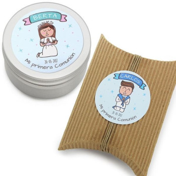 Personalizované nálepky na sväté prijímanie pre dievčatá.