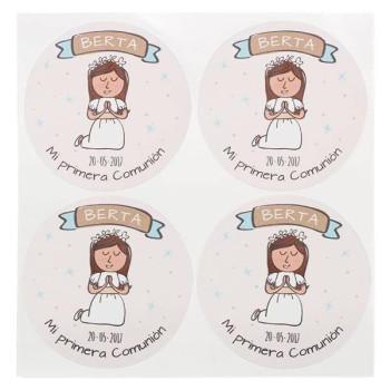 Personalizované nálepky na sväté prijímanie pre dievčatá.