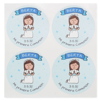 Personalizované nálepky na sväté prijímanie pre dievčatá.