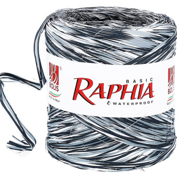 Bielo-čierno-šedá trikolóra rafiová stuha