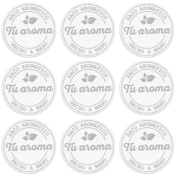 Personalizované nálepky na aromatické vrecúška. Online predaj.