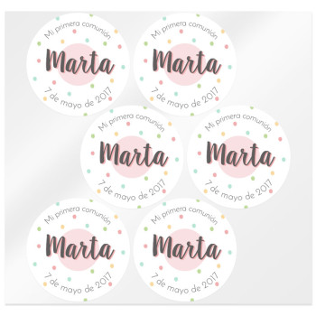 Personalisierte Namensaufkleber mit Punkten