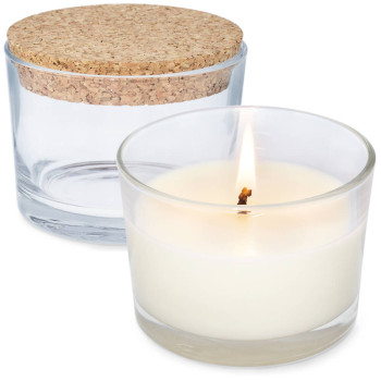 Vaso de 205 ml de cristal con corcho para velas Vaso de 205 ml de cristal con corcho para velas