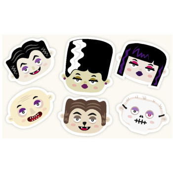 Halloweenske nálepky kostýmy 4,3 cm – Blister 9 ks | Gran Velada