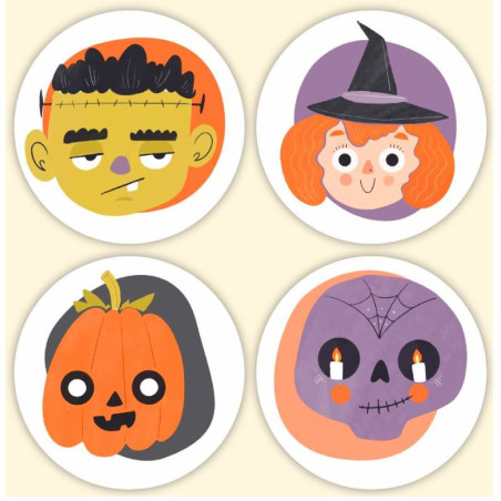 Autocolantes 4 personagens de Halloween
