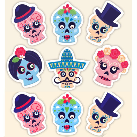 Autocolantes 9 Catrinas mexicanas