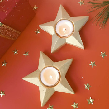 Kit como hacer portavelas estrellas navideñas. Materiales e intrucciones