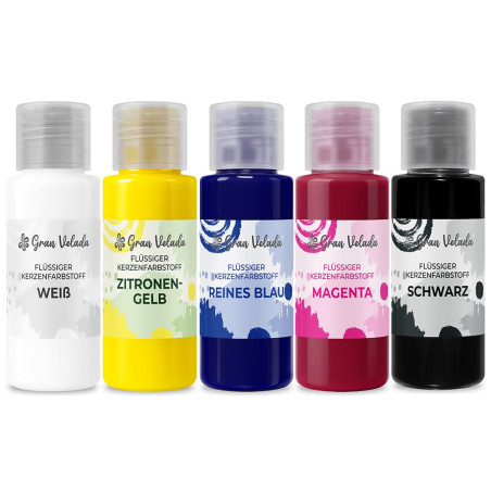 Günstiges Set flüssiger Farbstoffe für Kerzen – Primärfarben Plus