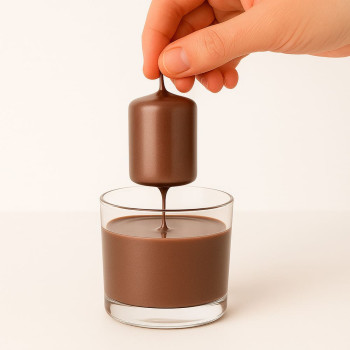 Čokoládovo hnedý metalický lak na zakrytie sviečok.