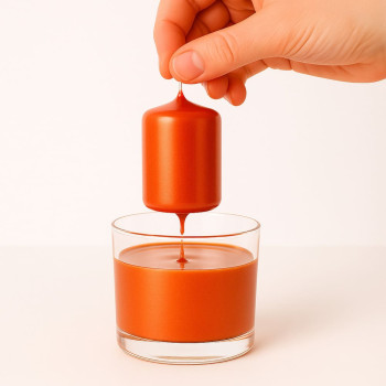 Kovový oranžový lak na zakrytie nových alebo starých sviečok