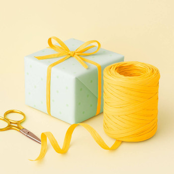 Citrónová žltá rafiová stuha. Online predaj.