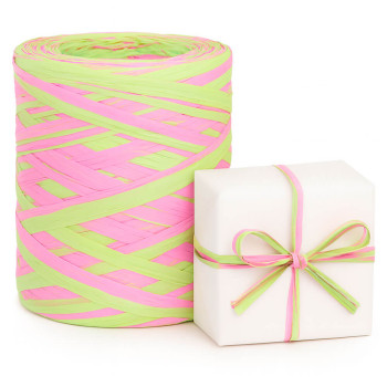 Ružovo-pistáciová dvojfarebná rafiová stuha