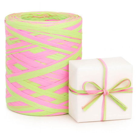 Ružovo-pistáciová dvojfarebná rafiová stuha