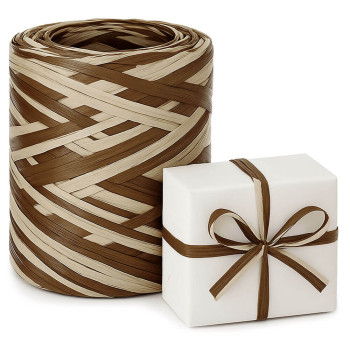 Prírodná hnedá dvojfarebná rafiová páska