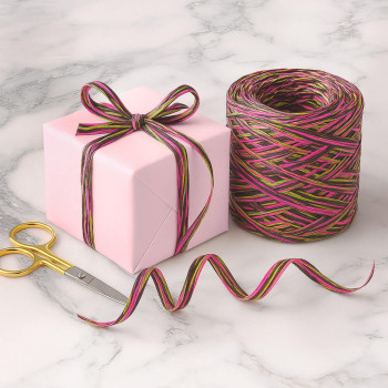 Stuha fuchsie trikolóry rafia, mosataza, choco. Online predaj.