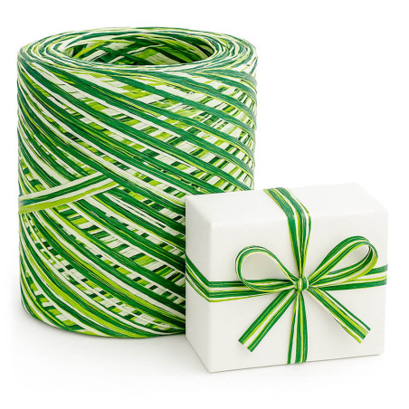 Trikolórna pistácie-tráva-biela rafiová stuha