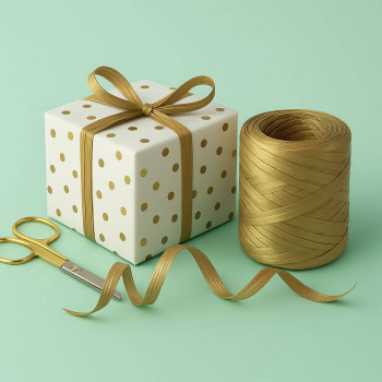 Zlatá metalická rafiová páska. Online predaj.