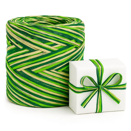 Béžovo-pistácie-borovicová trikolóra rafiová stuha