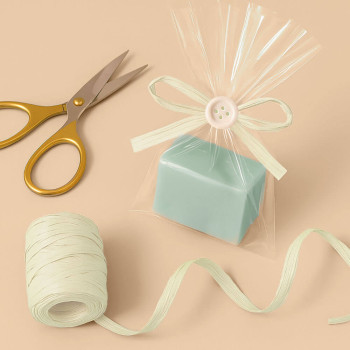 Cinta de rafia marfil para packaging y regalos. Venta online