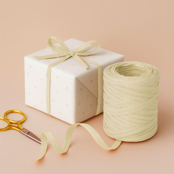Cinta de rafia marfil para packaging y regalos. Venta online