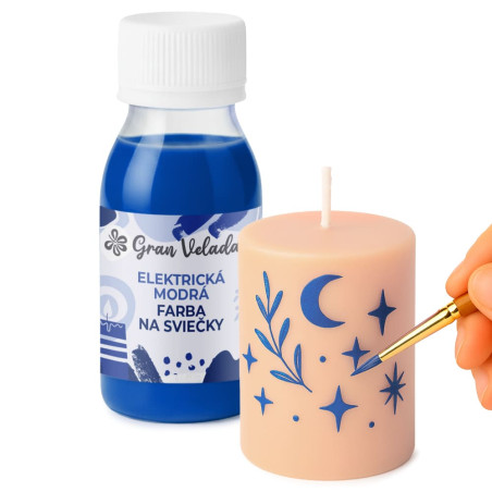 Elektrická modrá farba na sviečku. Online predaj.