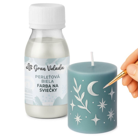 Perleťová biela farba na sviečku