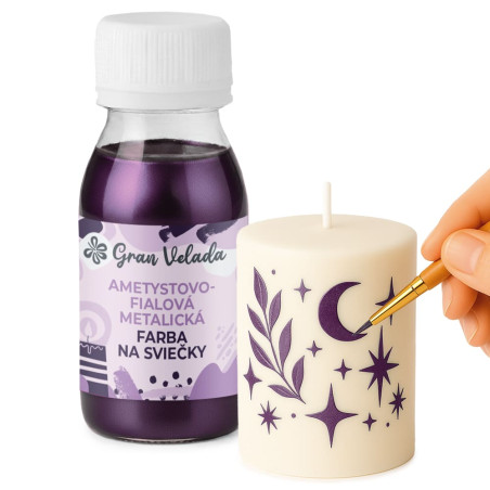 Metalická ametystovo fialová farba na sviečky