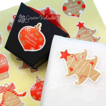 Šťastné nálepky X-Mas na balenie. Online predaj.