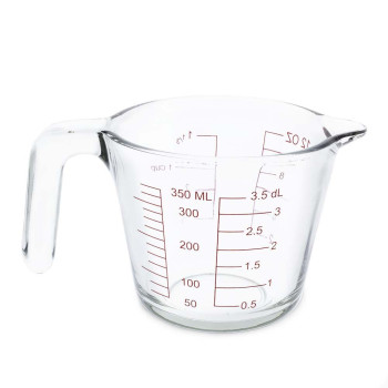 Sklenená odmerná nádoba s objemom 350 ml. Predaj online.