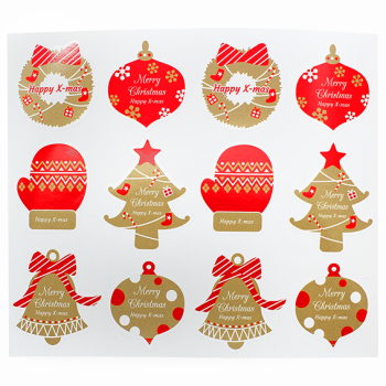Šťastné nálepky X-Mas na balenie. Online predaj.