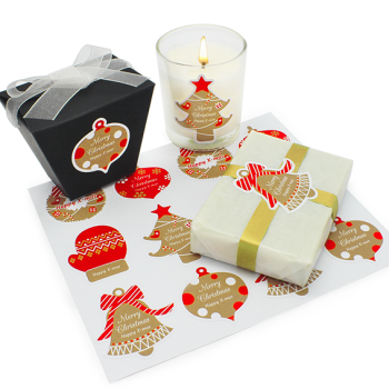 Šťastné nálepky X-Mas na balenie. Online predaj.